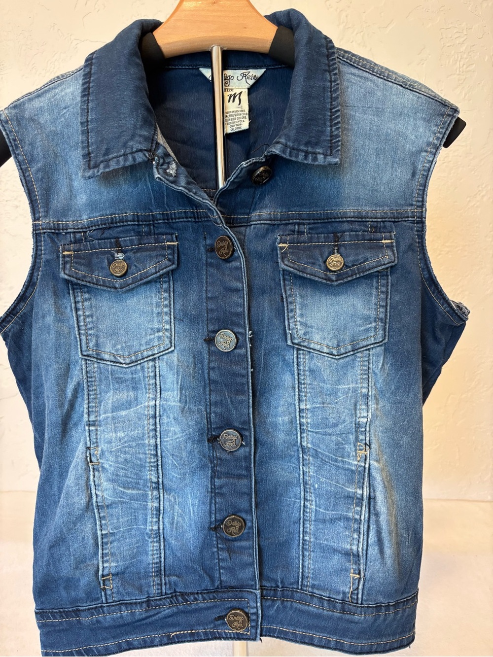 Indigo Rein Woman Western Cowboy Boot Denim Vest Size M